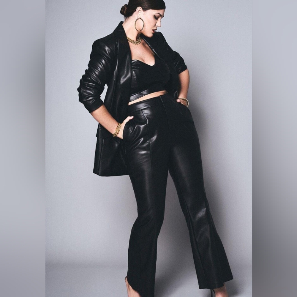 Eloquii Faux Leather Flare Leg Trouser Size 20